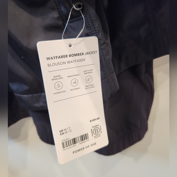 Athleta Wayfarer Bomber Jacket, Black, Size US M Tall - Picture 9 of 9